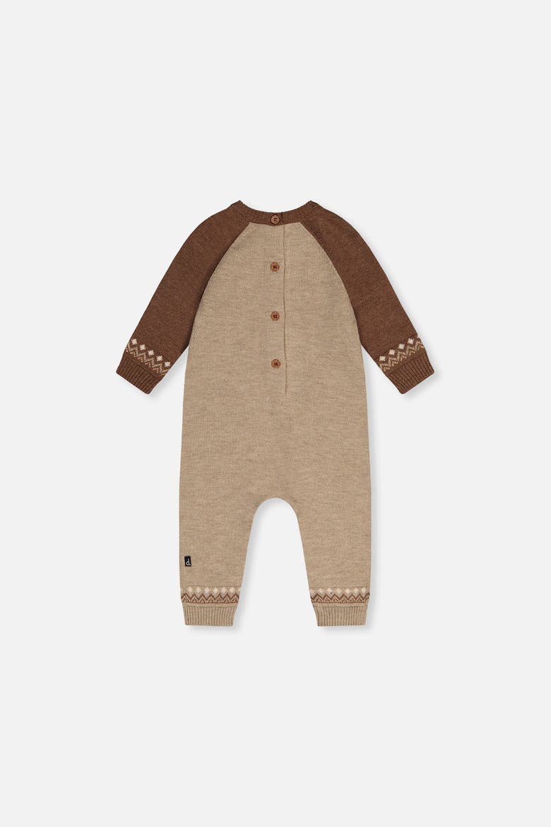 Knitted Intarsia Fox Fair Isle Romper, Alternate, color, Brown Cinnamon
