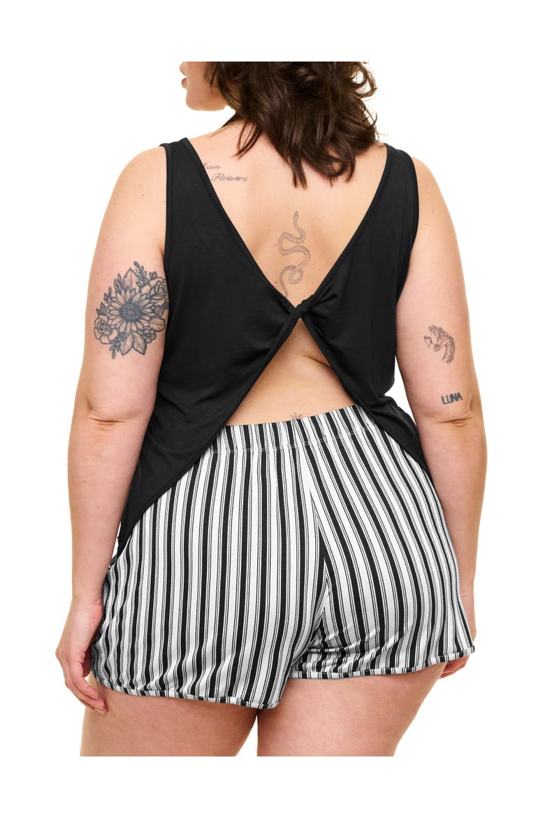 Balenda Pajama Tank And Shorts Set, Alternate, color, Stripe grey