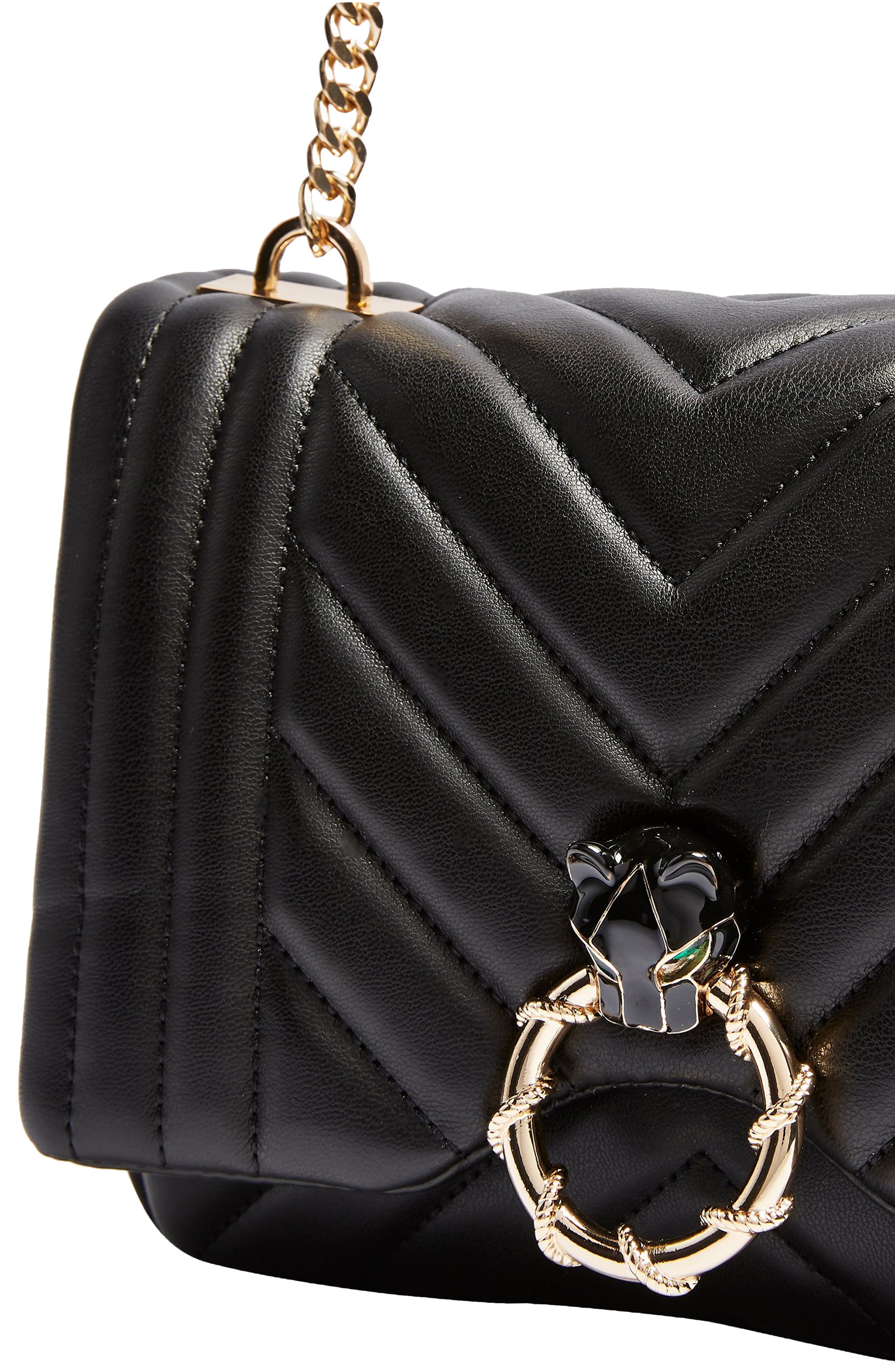 Topshop Carl Panther Faux Leather Shoulder Bag, Alternate, color, 