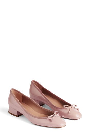 Lk Bennett Womens Pin-pink Aurelie Bow-embellished Heeled Patent-leather Ballet Pumps