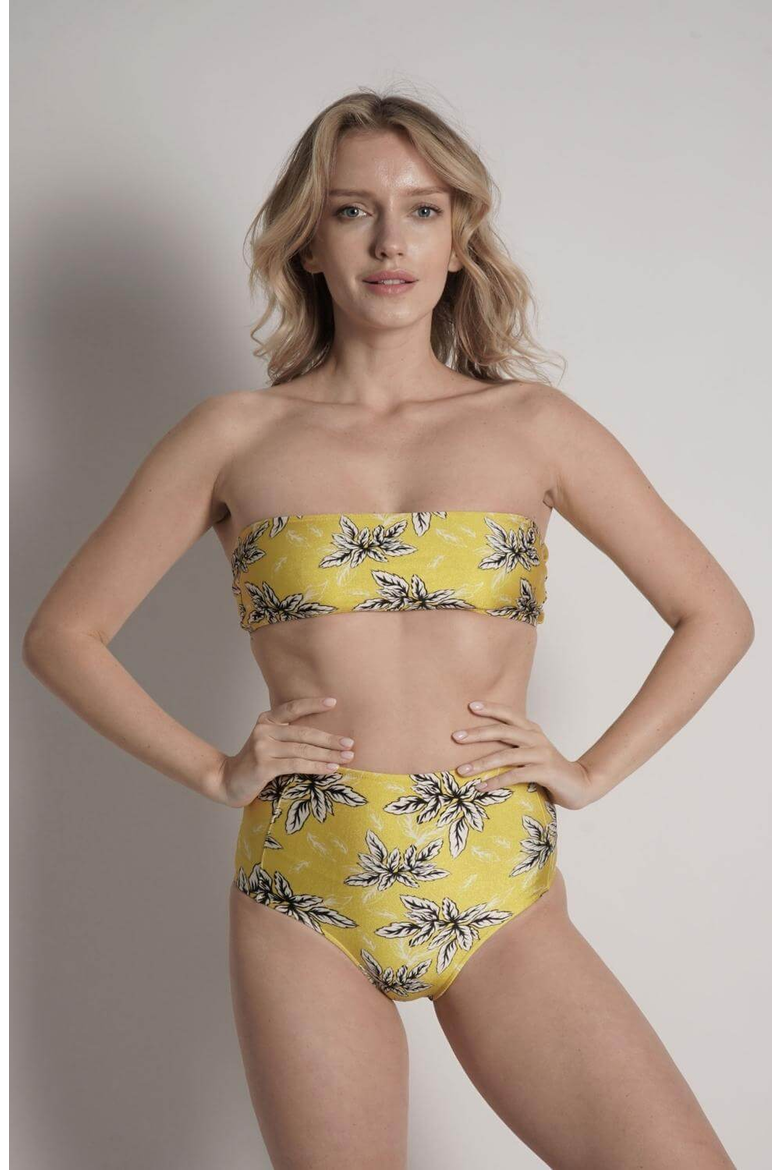 Bianca Strapless Bandeau Bikini Top, Main, color, Yellow Floral
