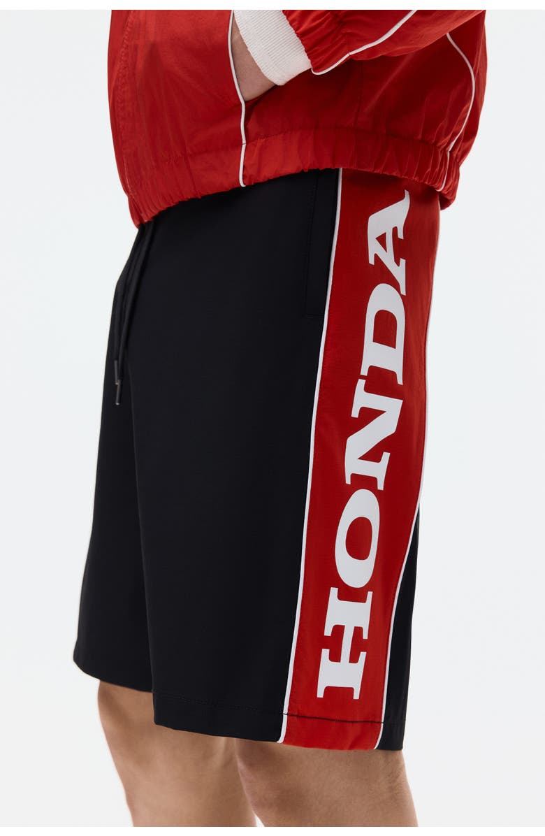 H&M Loose Fit Printed Shorts, Alternate, color, Black/Honda