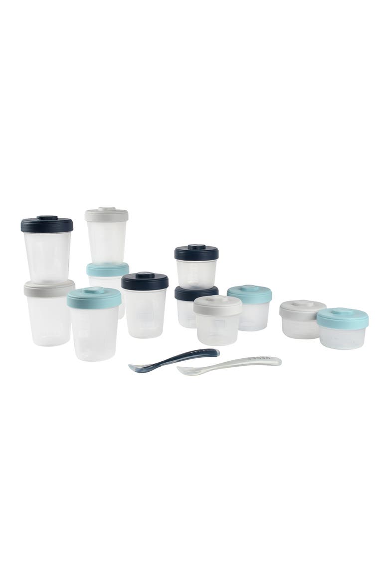 12-Piece Clip Portion Container & Spoon Set, Main, color, RAIN