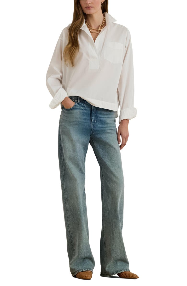 Lauren Ralph Lauren Stachee Popover Cotton Broadcloth Shirt, Alternate, color, White