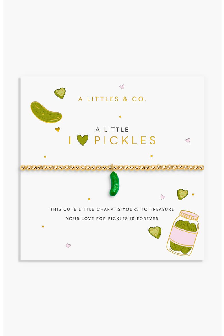 A Little Vibes 'I Love Pickles' Bracelet, Main, color, Gold Plated