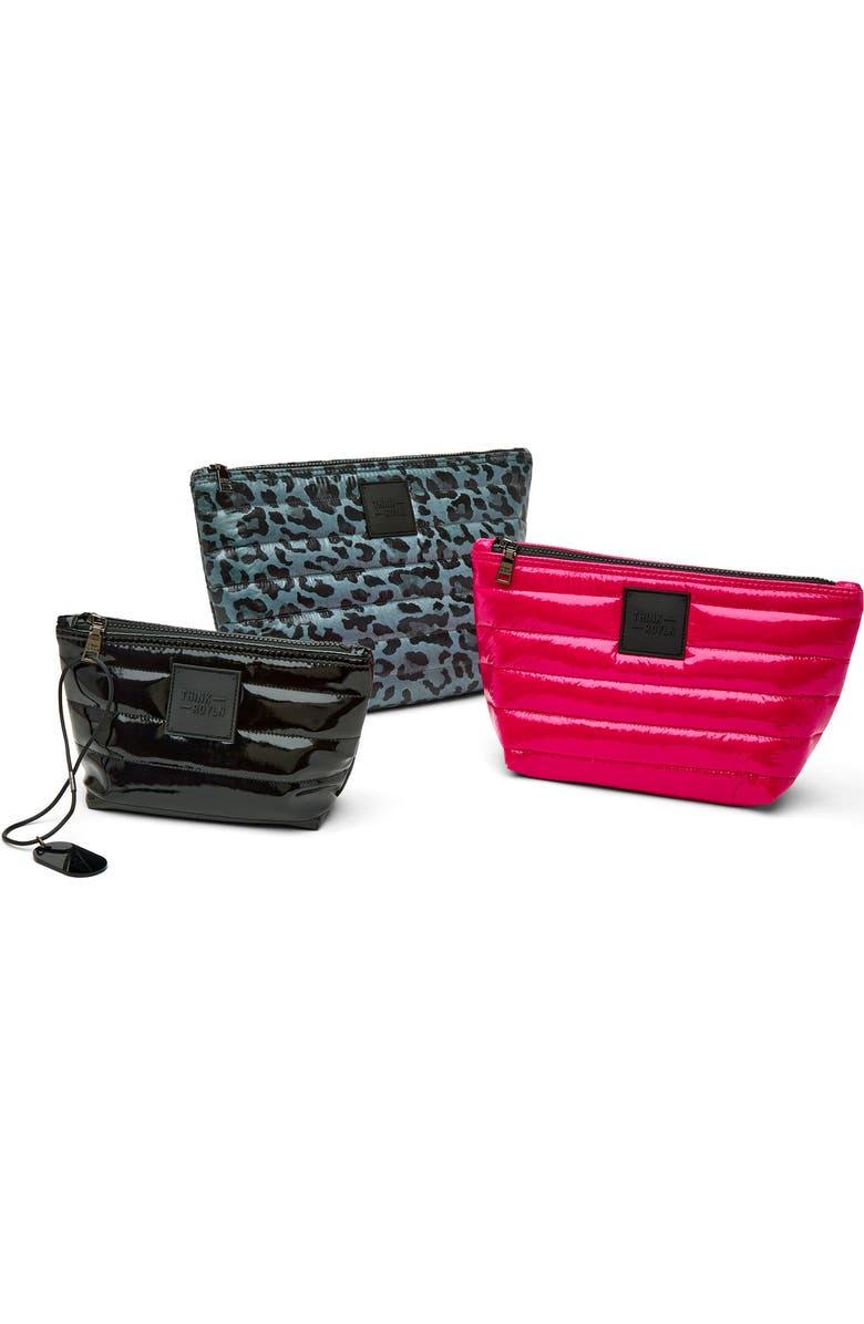 THINK ROYLN Travel Trio Organizational Pouches, Alternate, color, Smokey Leopard, Glossy Fuchsia