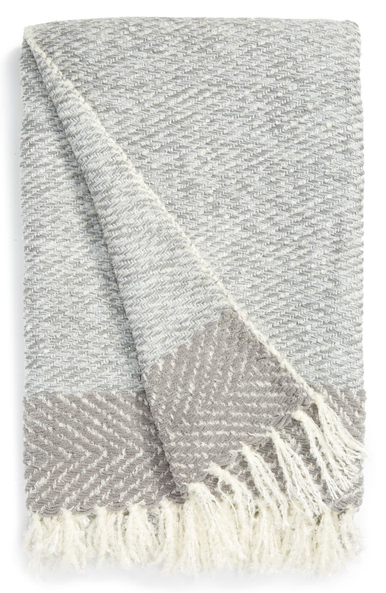 NORDSTROM AT HOME Herringbone Border Throw, Main, color,