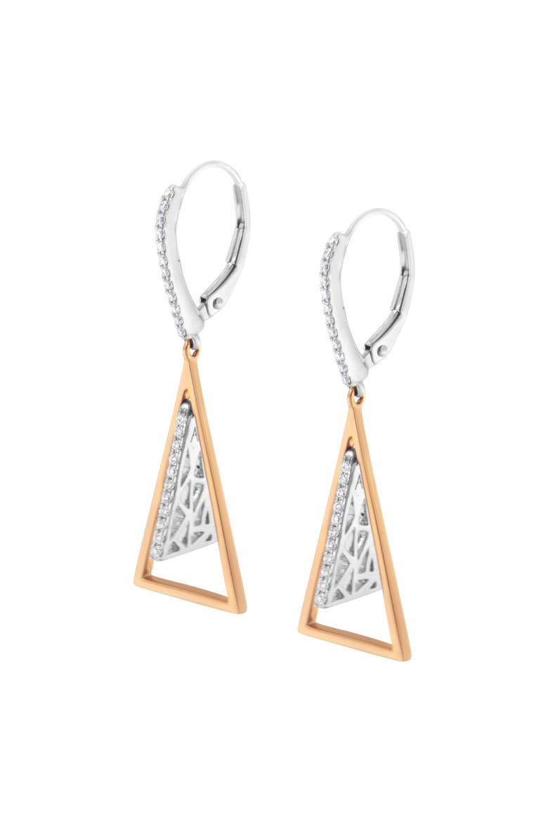 14K Rose and White Gold 3/8 Ct Diamond Windchime Drop and Dangle Earring, Alternate, color, White