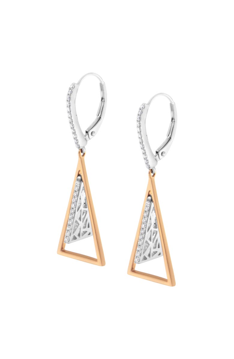 Haus of Brilliance 14K Rose and White Gold 3/8 Ct Diamond Windchime Drop and Dangle Earring, Alternate, color, White