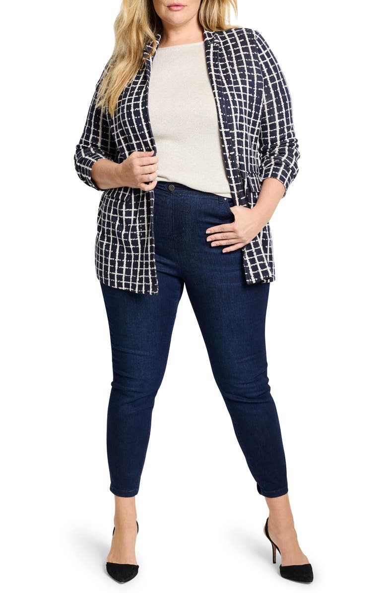 NIC+ZOE Plaid Longline Knit Blazer, Alternate, color, 