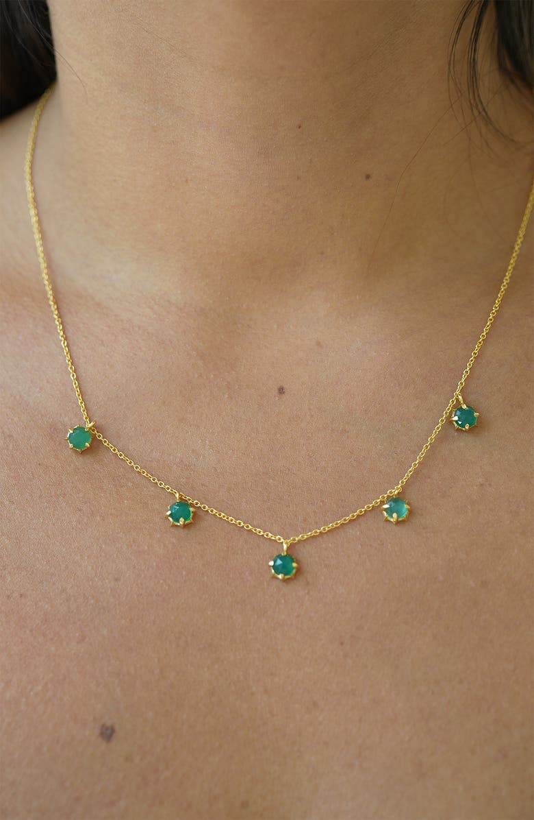 Argento Vivo Sterling Silver Shaky Green Onyx Necklace, Alternate, color, Gold