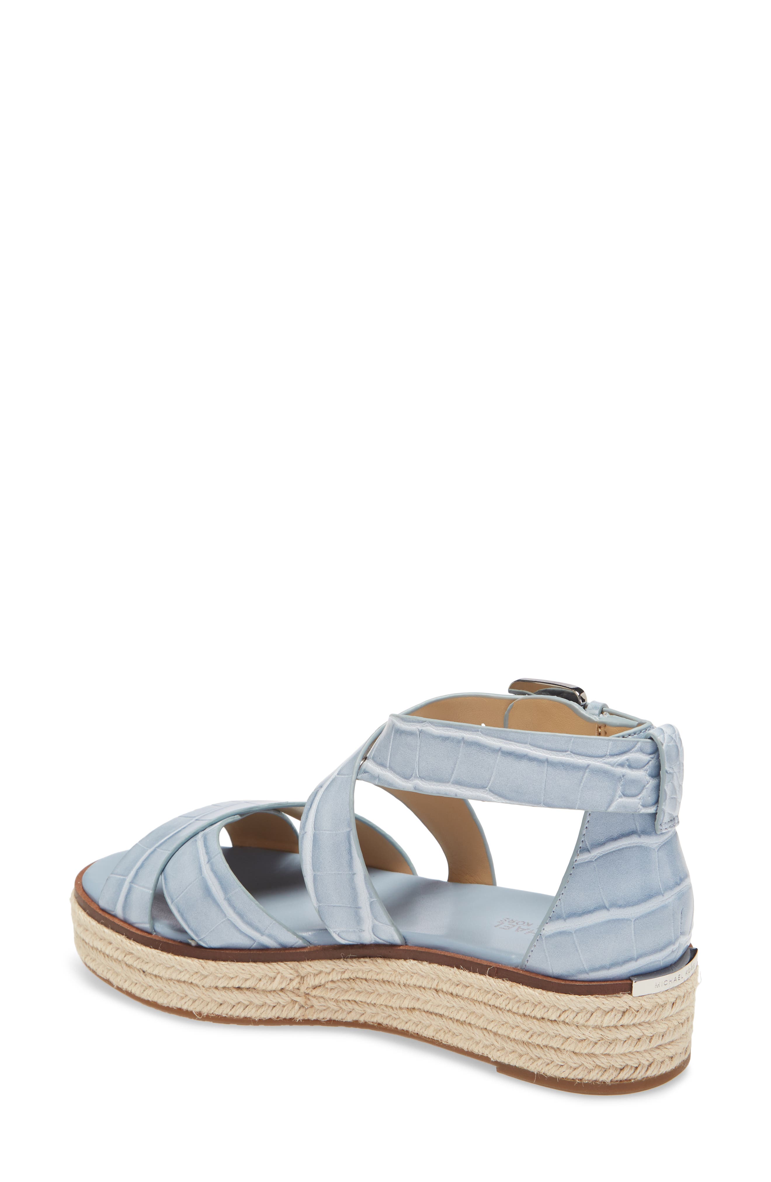 'Darby' Crisscross Espadrille Sandal, Alternate, color, PALE BLUE EMBOSSED LEATHER