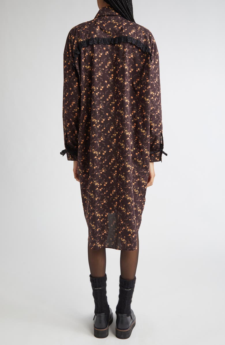 Meruert Tolegen Liberty London Floral Print Long Sleeve Shirtdress, Alternate, color, Brown