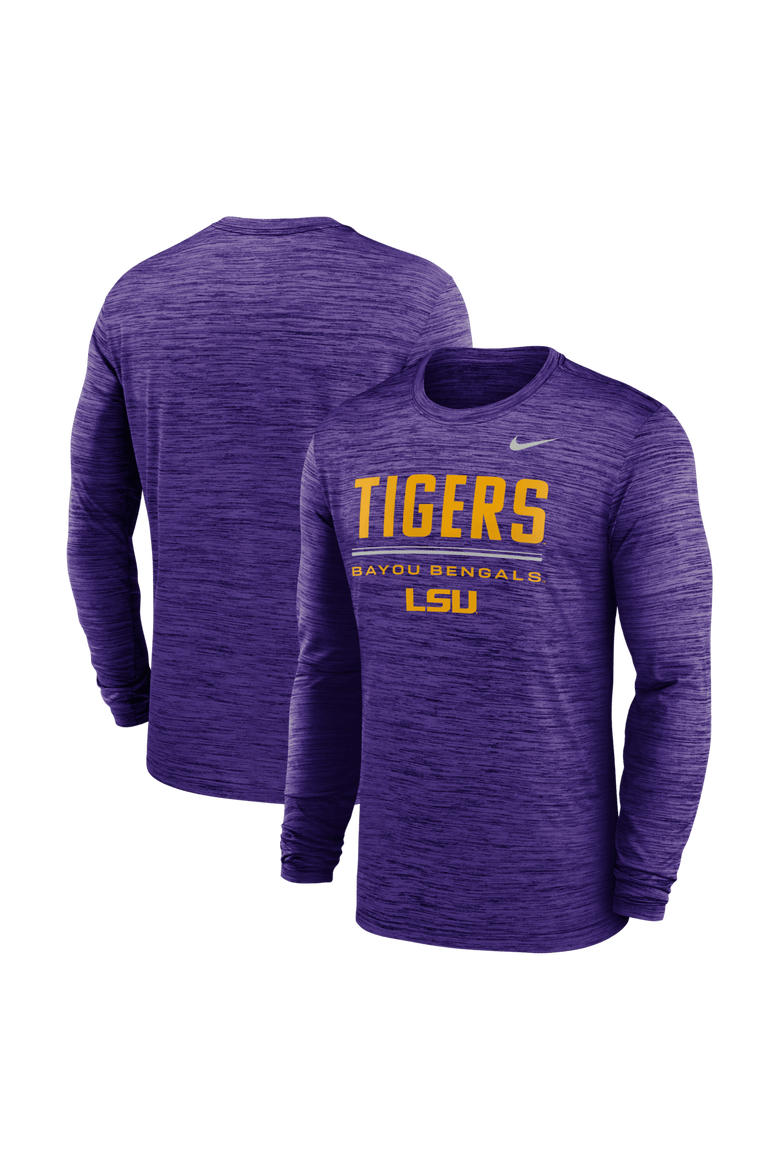 Men's Nike Purple LSU Tigers Sideline Velocity Dri-FIT Long Sleeve T-Shirt, Main, color, Purple