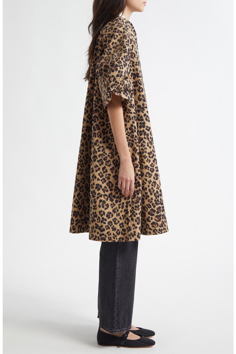 Josephine Gathered Sleeve Cotton Coat, Alternate, color, CHEETAH