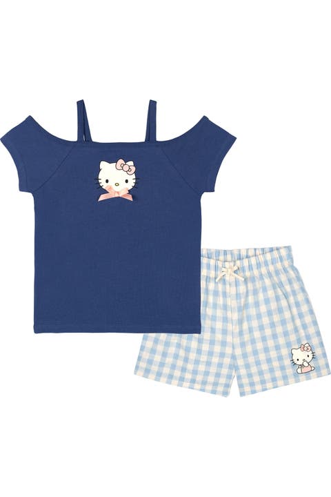 T-Shirt and Plaid Shorts Set