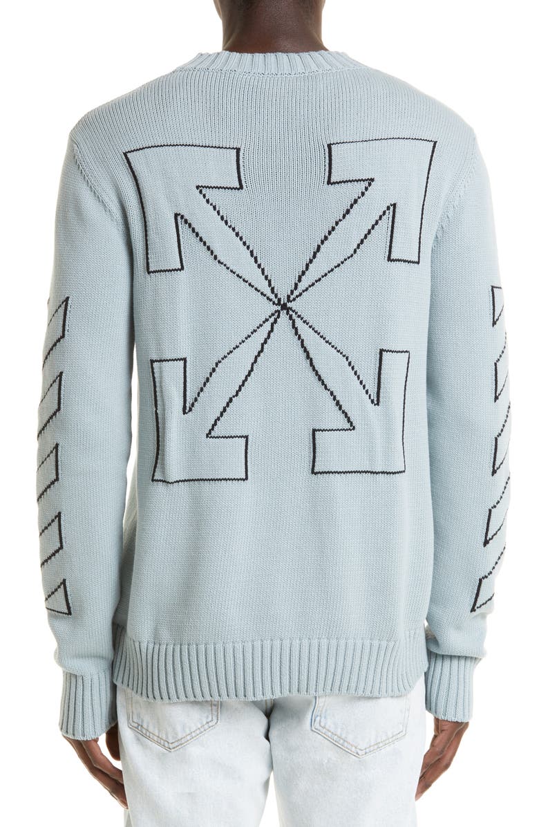 Off-White Diag Arrows Outline Crewneck Cotton Blend Sweater, Alternate, color, 
