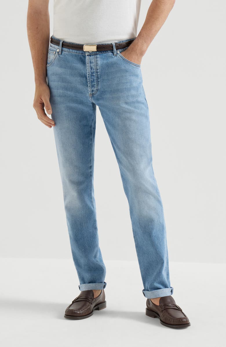 Brunello Cucinelli Comfort denim trousers, Alternate, color, Light Denim