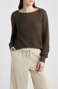 Eileen Fisher Organic Cotton & Silk Ballet Neck Sweater