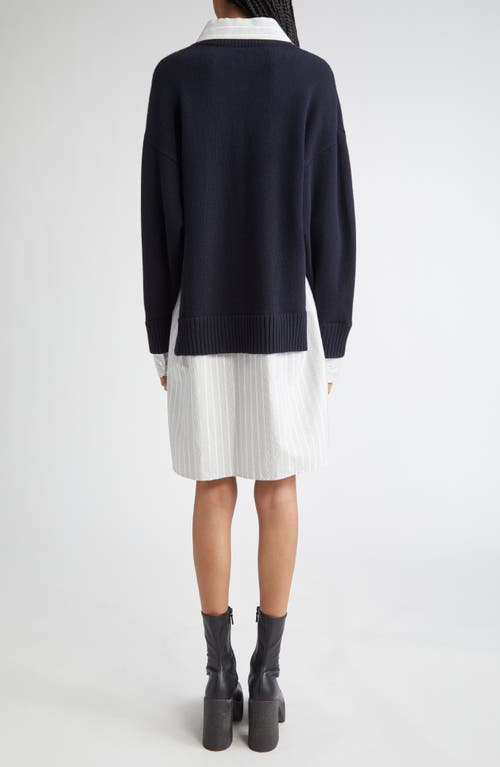 Stella Mccartney Long Sleeve Mixed Media Wool, Silk & Cotton Dress