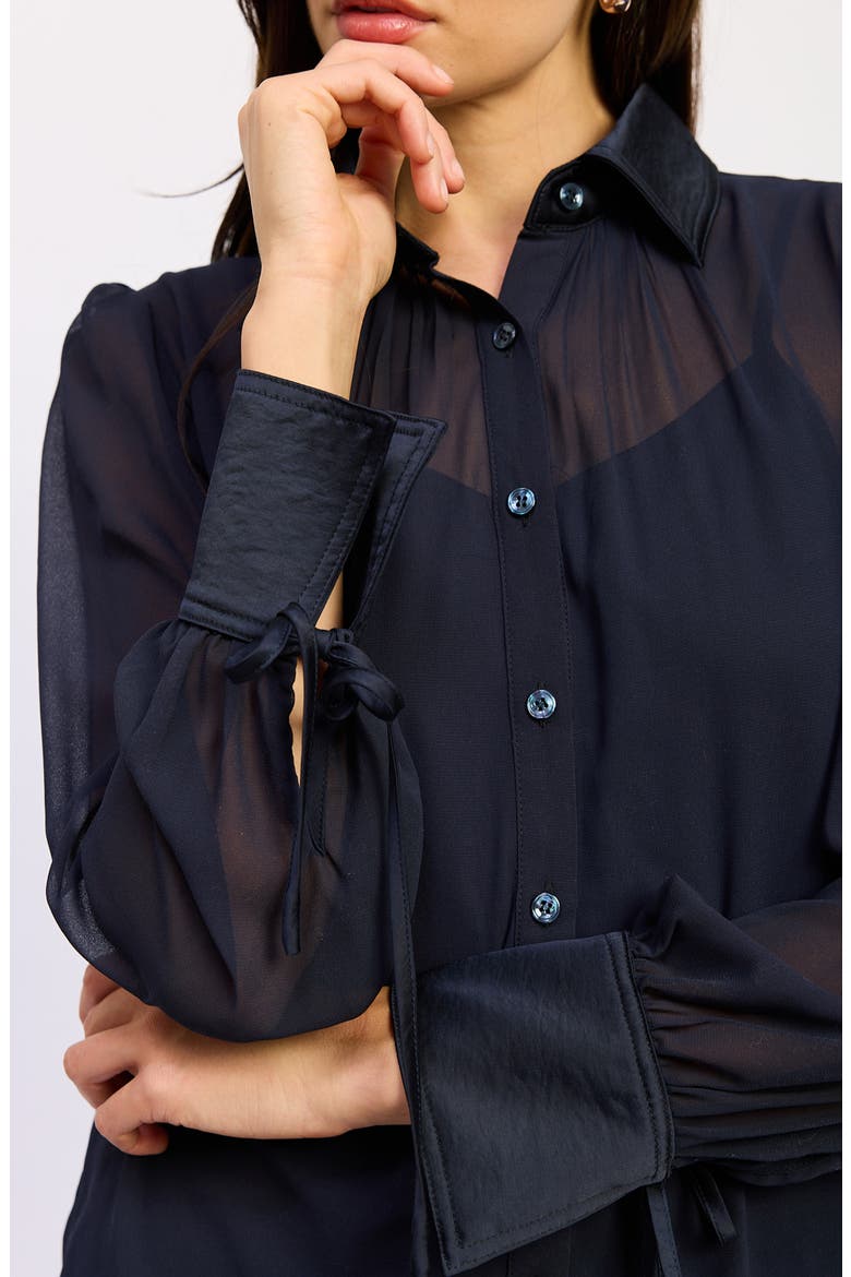 Gia Button Front Shirt, Alternate, color, NAVY