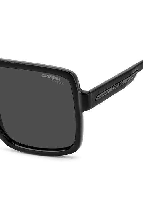 Carrera Eyewear Victory 58mm Rectangular Flat Top Sunglasses In Ruthenium Black/grey Polar