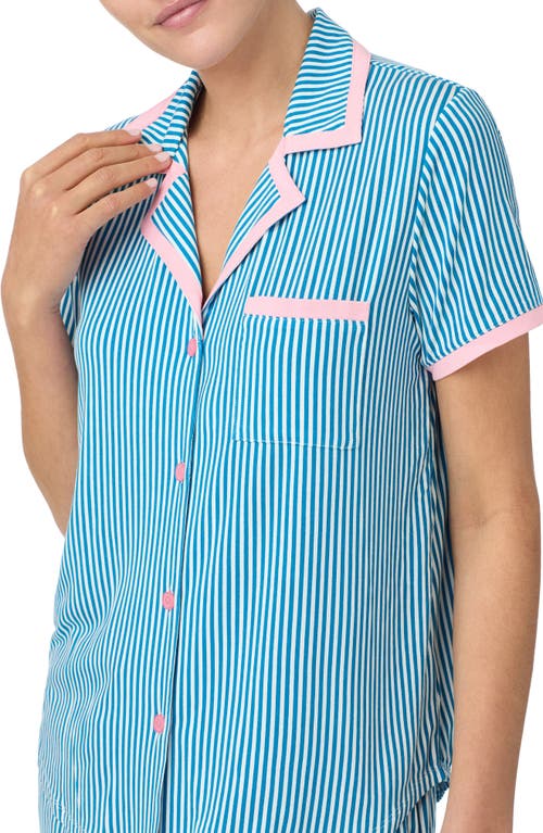 Kate Spade New York Knit Boxer Pajama Set In Blue Stripe