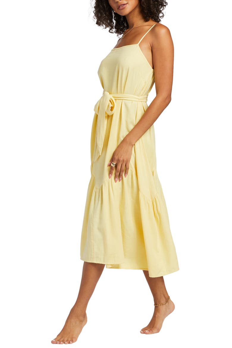 Sunbeam Tie Belted Cotton Blend Sundress, Alternate, color, SUNBEAM