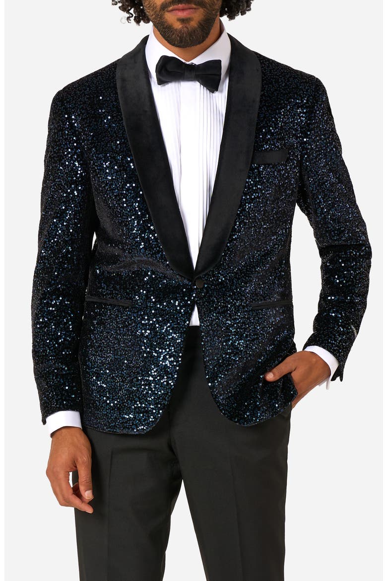 Navy Sequin Dinner Jacket, Main, color, BLUE