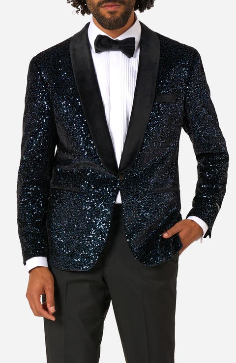 Navy Sequin Dinner Jacket (Regular & Big)