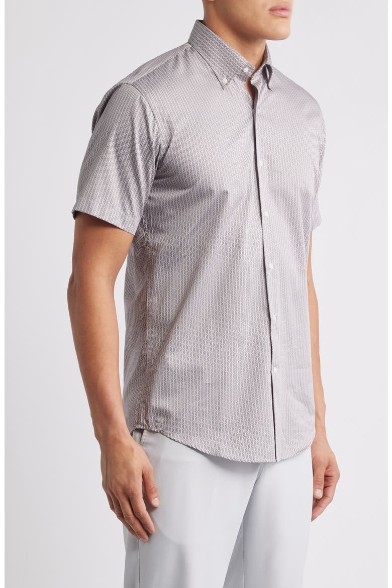 Zollar Geometric Print Short Sleeve Button-Down Shirt, Alternate, color, SPARROW RED