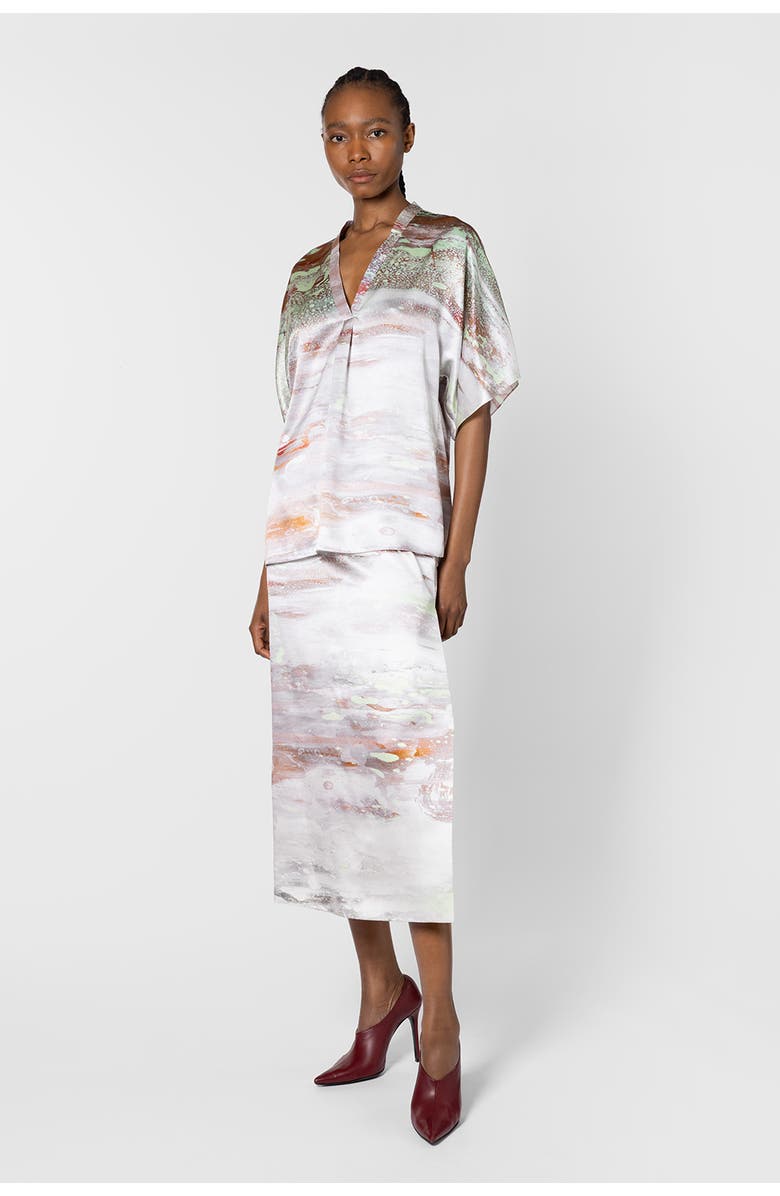 Roksanda Varo Printed Silk Blouse, Alternate, color, Brush Mint / Cinnamon / White