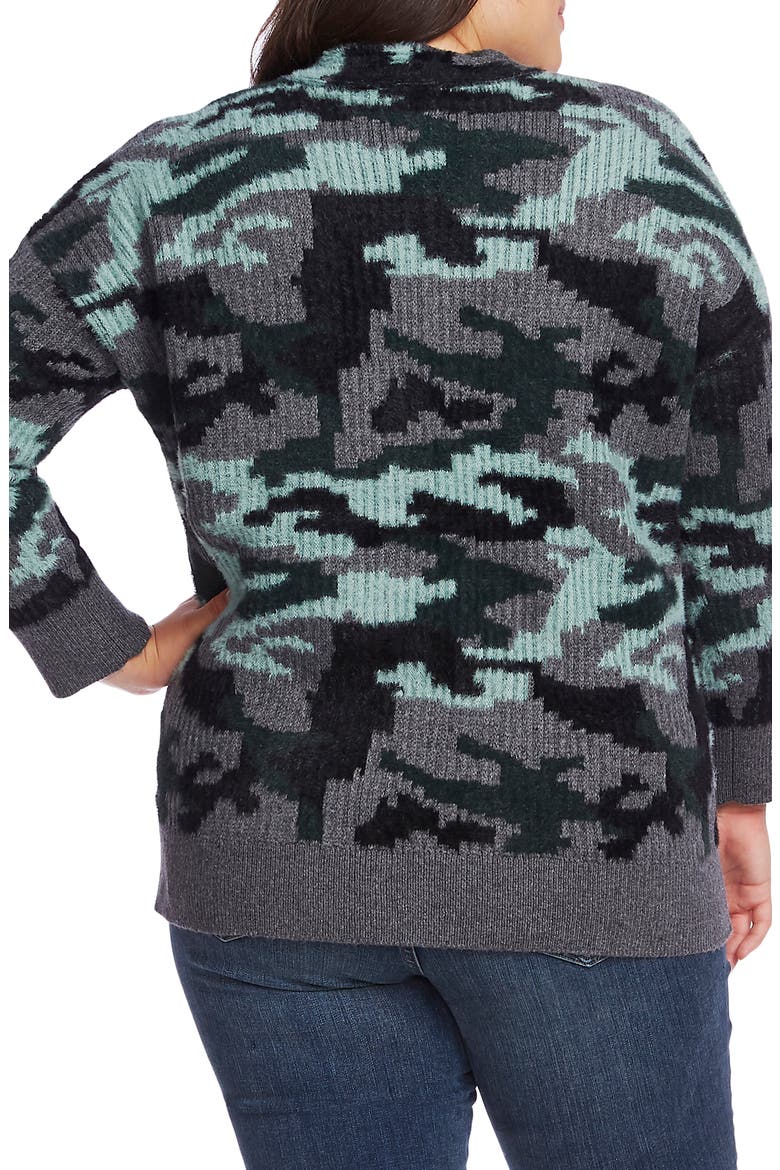 Camo Button-Up Cardigan, Alternate, color, MED HEATHER GREY