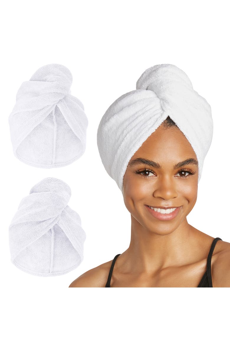 2 Pack Extra Long Microfiber Hair Towel for Long, Thick Hair, Main, color, White