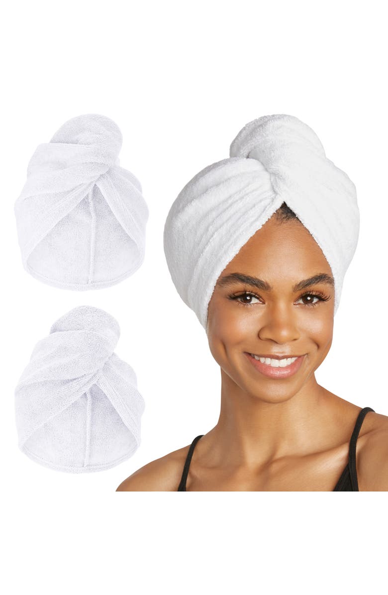 TURBIE TWIST 2 Pack Extra Long Microfiber Hair Towel for Long, Thick Hair, Main, color, White
