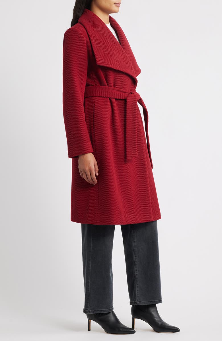 Sam Edelman Chevron Pattern Tie Waist Coat, Alternate, color, Deep Scarlet