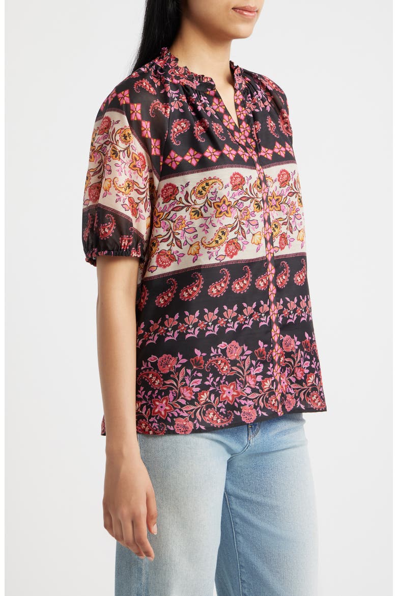 Paisley Floral Print Top, Alternate, color, RICH BLACK
