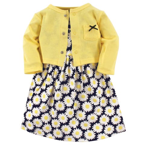 Coordinated Cotton Dress and Cardigan Duo