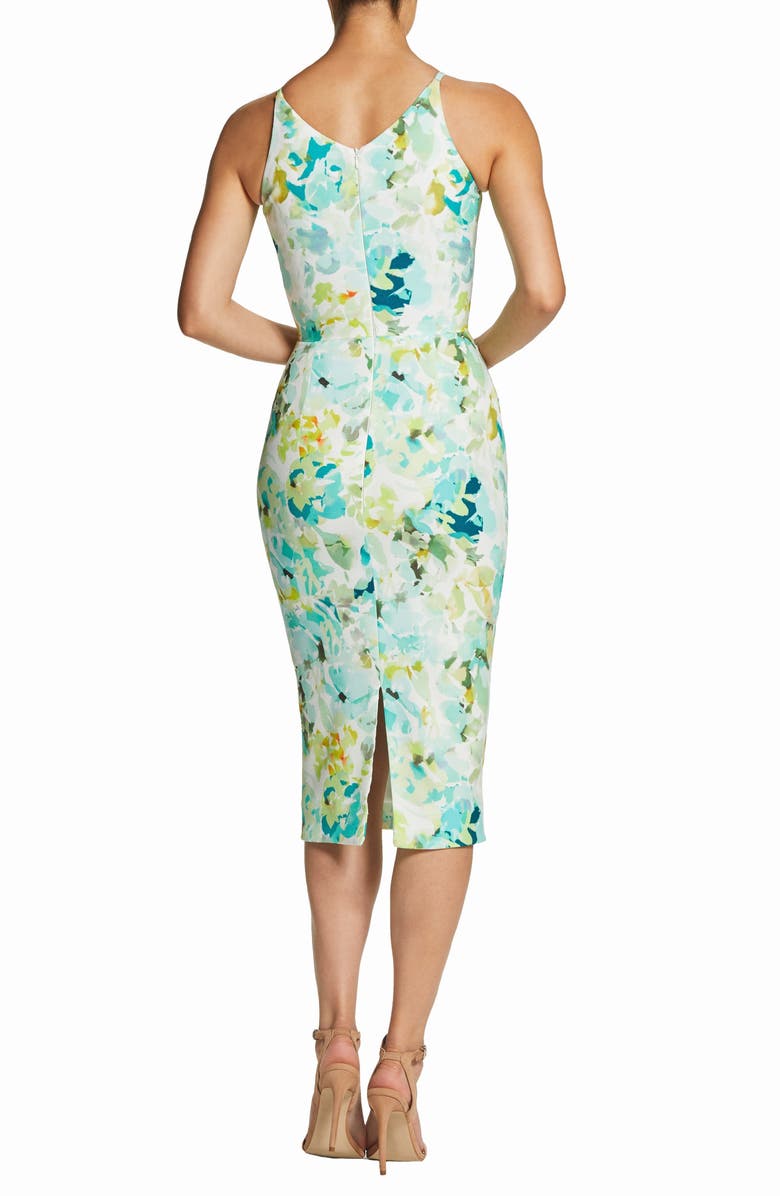 Dress the Population Lyla Watercolor Crepe Sheath Dress, Alternate, color, 