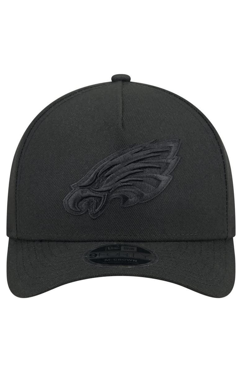 New Era Men's New Era Black Philadelphia Eagles Team Collection 9FORTY M-Crown A-Frame Adjustable Hat, Alternate, color,
