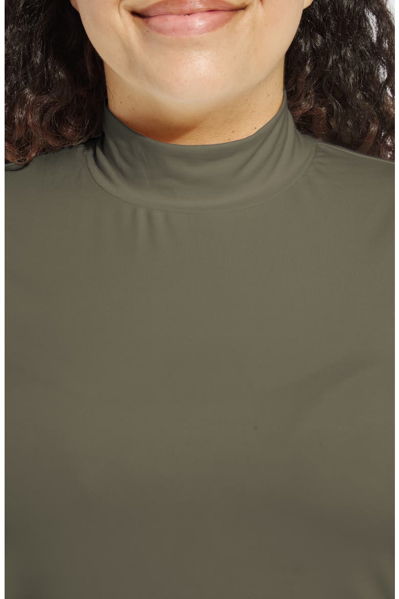 Clara Mock Neck Elbow Sleeve Top, Alternate, color, MOSSWOOD