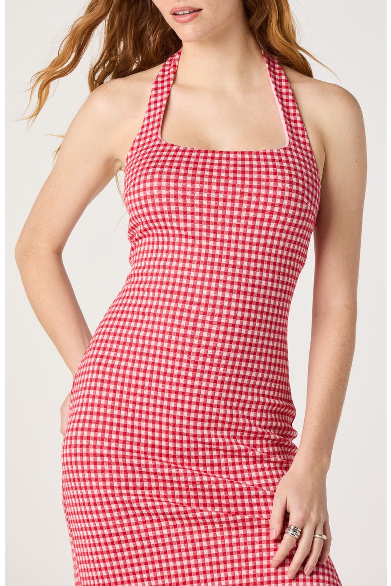 Alice Gingham Halter Neck Midi Dress, Alternate, color, RED GINGHAM