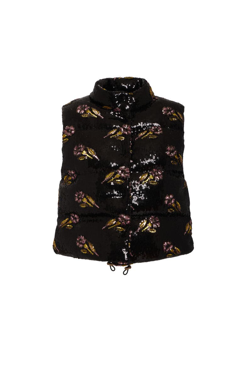 Bonbon Puffer Vest, Alternate, color, Mayfair Paillettes Black