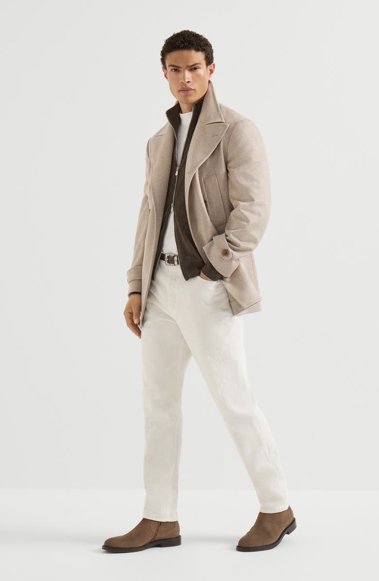 Brunello Cucinelli Cashmere high-neck cardigan with zipper, Alternate, color, Light Grey