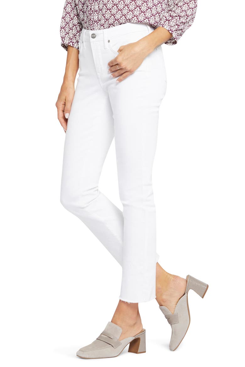 Sheri Frayed Hem Slim Jeans, Alternate, color, OPTIC WHITE