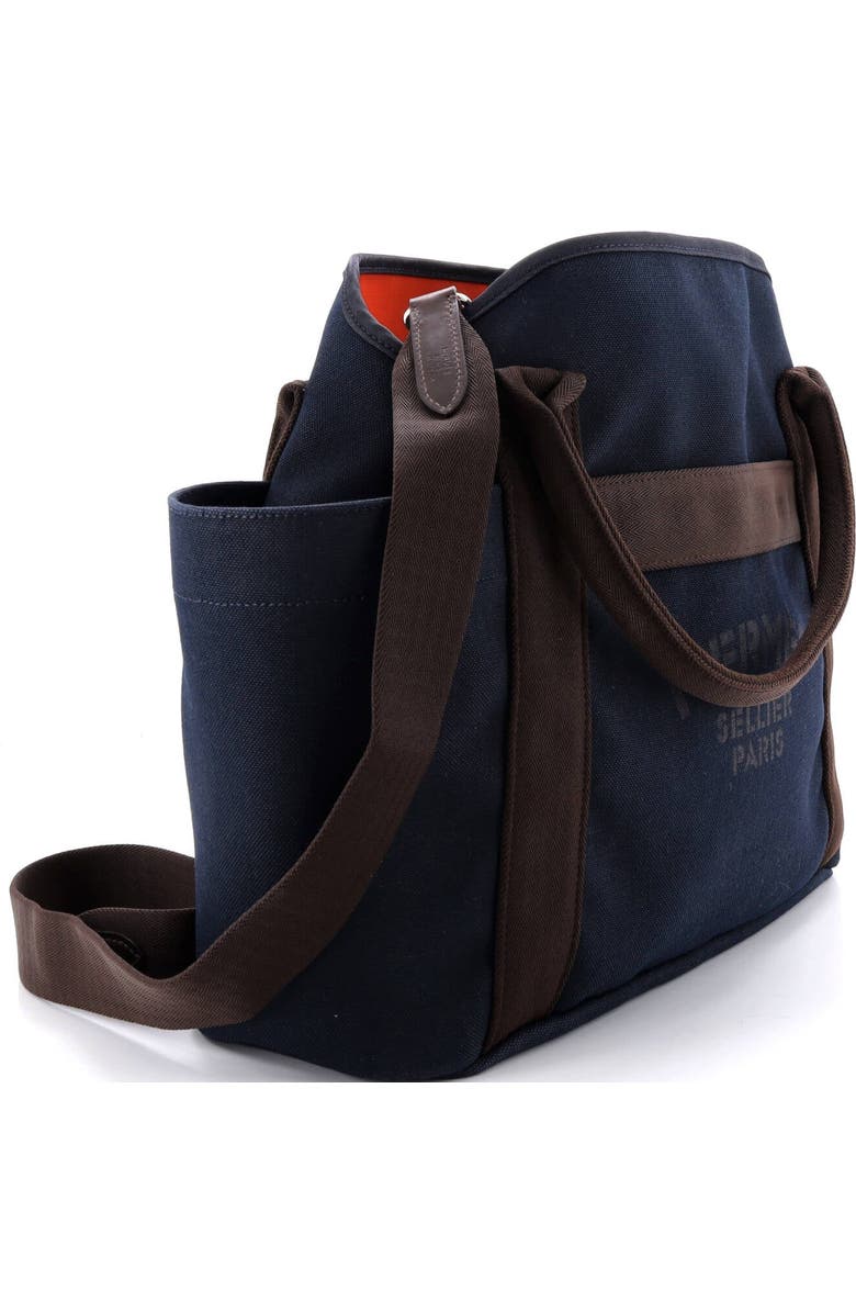 Pre-Owned Hermes Sac De Pansage Groom Handbag Canvas, Alternate, color, Bleu Nuit