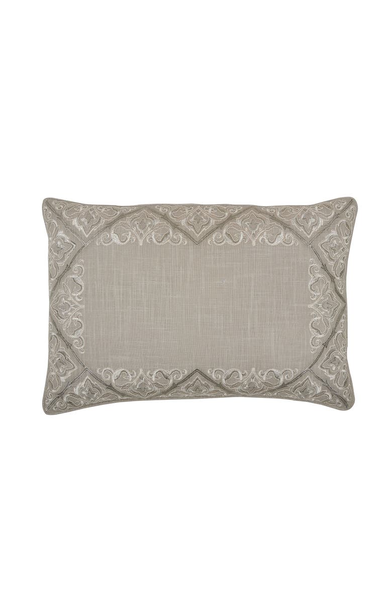 Rhea Floral Solid Gray Cotton Decor Throw Pillow, 14" x 22", Main, color, Gray