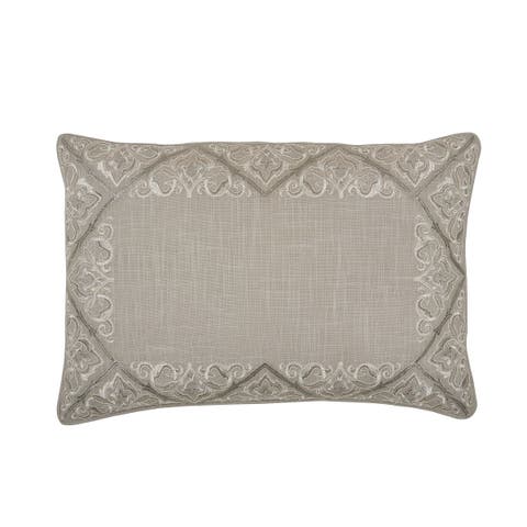 Rhea Floral Solid Gray Cotton Decor Throw Pillow, 14" x 22"