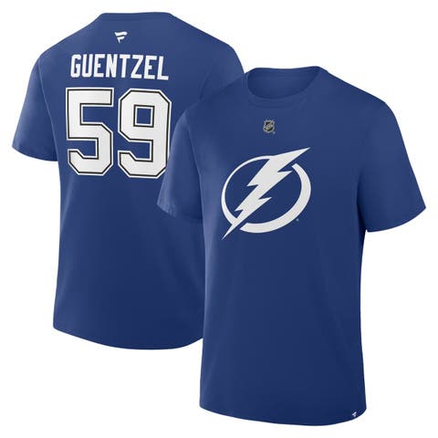 Men
s Fanatics Jake Guentzel Blue Tampa Bay Lightning Authentic Stack Name 
Number T-Shirt
