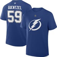 FANATICS Men's Fanatics Jake Guentzel Blue Tampa Bay Lightning Authentic Stack Name & Number T-Shirt